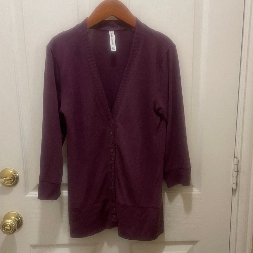 Zenana Outfitters Deep Purple Cardigan